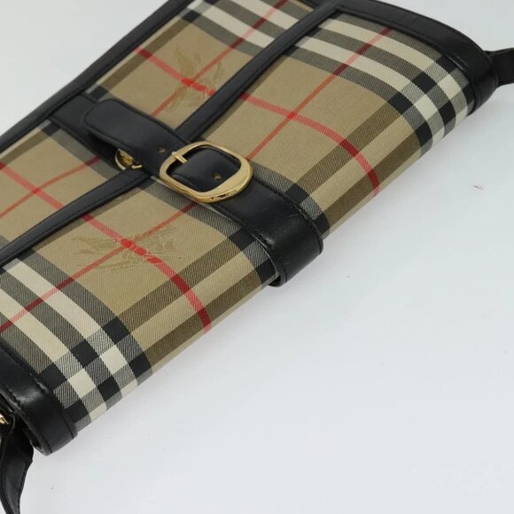 Burberrys Nova Check Shoulder Bag Canvas Beige Gold black Auth BD1811 - Picture 7 of 14